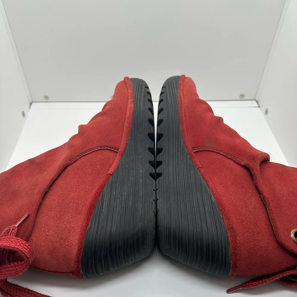 Fly‎ London Yama Platform Wedge Ankle Boots Red Suede Leather Size EU 37
